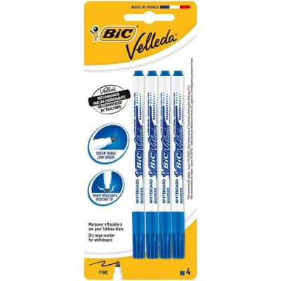 BIC &reg; - Feutre effa&ccedil;able &agrave; sec Velleda&reg; 1721 x4 - Encre bleue