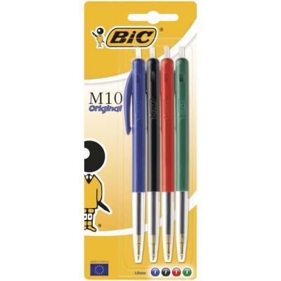 BIC  M10 Clic Stylo-Bille Pointe Moyenne 1,0 Mm Noir/Bleu/Rouge/Vert