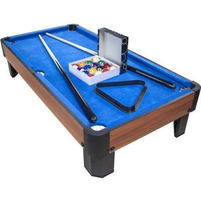 PLAY4FUN Kit Billard de table - Avec accessoires - 102 x 51 x 22,5 cm - Marron et Tapis Bleu