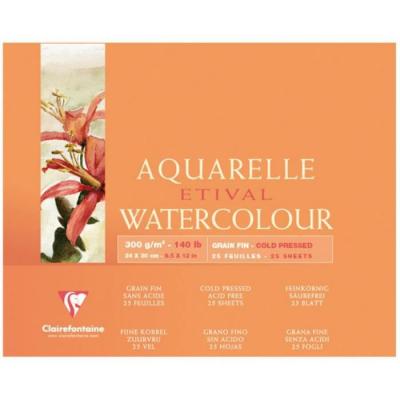 CLAIREFONTAINE Bloc Etival Grain Fin 24x30cm 25 feuilles 300g Encoll&eacute; 4 C&ocirc;t&eacute;s