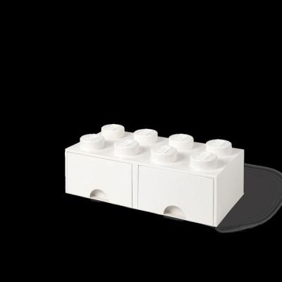 LEGO pierre de rangement avec tiroirs 8 tenons 50 x 18 cm PP blanc 