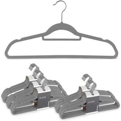 BOMOE  Cintres velours Lot de 50 cintres anthracite Ivar anti-glisse barre de pantalon stable et encouches anti-glisses 
