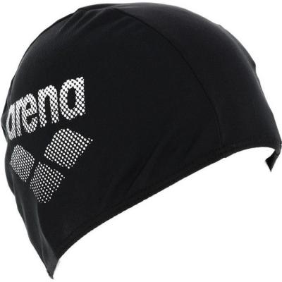 ARENA Bonnet de bain polyester noir -  UNI Noir - Prot&egrave;ge les cheveux du chlore - Logo s&eacute;rigraphi&eacute;
