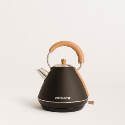 CREATE Kettle retro l - bouilloire &eacute;lectrique 1.7l - noir & bois naturel