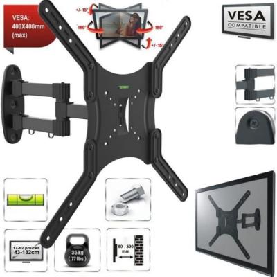  Bras TV articul&eacute; orientable pour &eacute;cran plat 33 cm &agrave; 127 cm