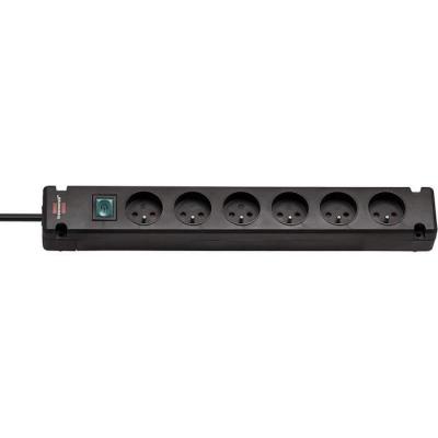 BRENNENSTUHL  Multiprise BREMOUNTA Noire, 6 Prises, avec 3m de c&acirc;ble