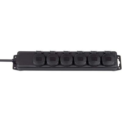 BRENNENSTUHL multiprises 6 voies 2. 00 m noir - le contact de protection 