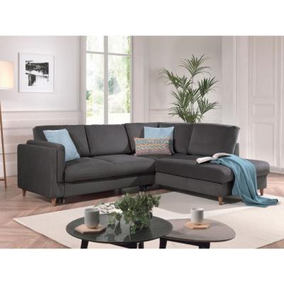 LISA DESIGN Brooke - canap&eacute; d'angle convertible - 5 places - style contemporain - droit - Gris fonc&eacute;