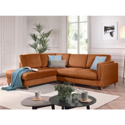 LISA DESIGN  Canap&eacute; d'angle gauche convertible 5 places BROOKE - Velours Rouille