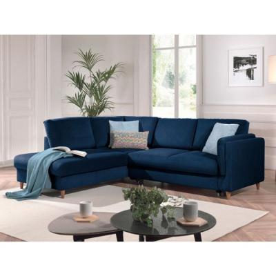 LISA DESIGN Brooke - canap&eacute; d'angle convertible - 5 places - style contemporain - gauche - Bleu nuit
