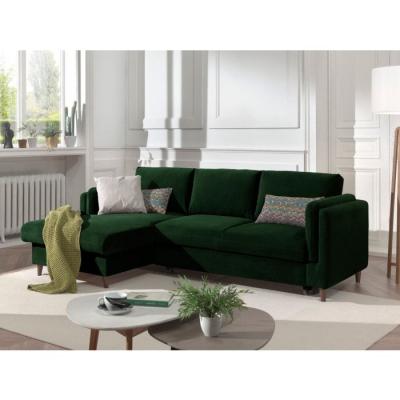 LISA DESIGN Brooke - canap&eacute; d'angle convertible - avec coffre - 4 places - style contemporain - gauche - Vert