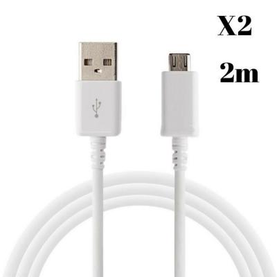 PHONILLICO Cable 2m pour manette console Xbox One, Xbox One S, Xbox One Elite, Xbox One X - Chargeur Micro USB 2 Metres [LOT 2] 