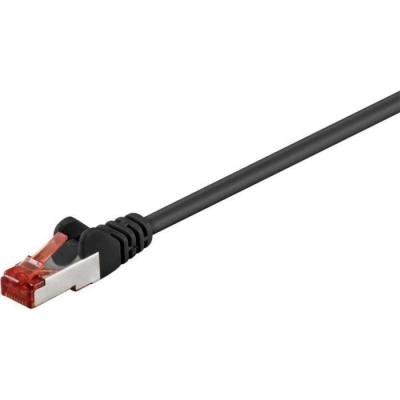 WENTRONIC goobay - Cordon de raccordement - RJ-45 (M) pour RJ-45 (M) - 15 cm - SFTP, PiMF - CAT 6 - sans halog&egrave;ne, moul&eacute;, sans crochet - noir