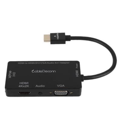 GENERIQUE C&acirc;ble D&eacute;codeur HDMI vers DVI 4K / VGA / HDMI Adaptateur 4K / Audio 4 en 1 C&acirc;ble de conversion pour PC / t&eacute;l&eacute;phone 