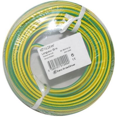 ELECTRALINE  60101025C Couronne de C&acirc;ble H07 V-U 1X2,5 10M, Vert/Jaune