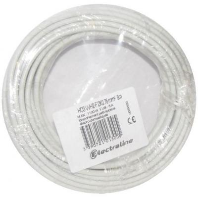 ELECTRALINE  60113023J Couronne de C&acirc;ble H03 VVH2-F 2X0,75 5M, Blanc