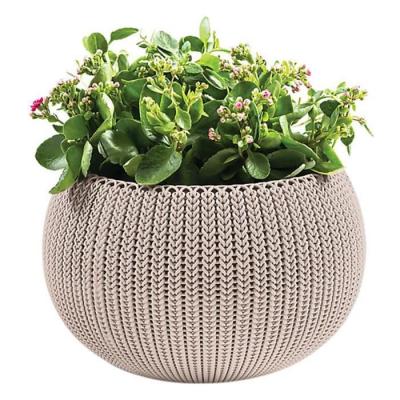 KETER Pot + Cache pot curver aspect tricot&eacute; - Taille s - Beige