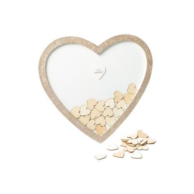 Livre dor cadre paillet&eacute; avec c&oelig;urs en bois 37 x 40 cm - Blanc