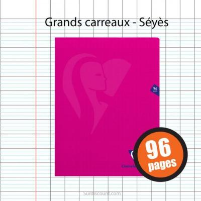  Cahier - 24x32(cm) - Grands carreaux - 96 pages - couverture en polypro - sans spirale - Clairefontaine - Mimesys 