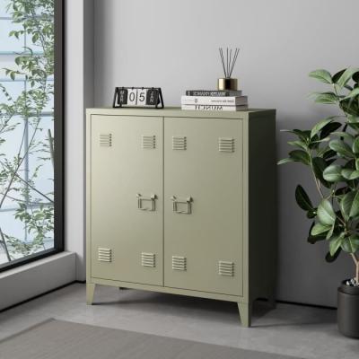 Caisson de bureau m&eacute;tallique - EN.CASA - Orip&auml;&auml; - 2 portes - 90x80x33 cm - camel mat