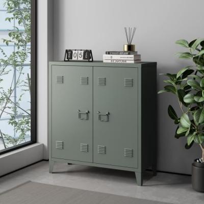 Caisson de bureau m&eacute;tallique Orip&auml;&auml; &agrave; 2 portes 90 x 80 x 33 cm gris fonc&eacute;