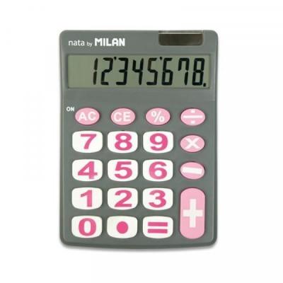 GENERIQUE Milan Blister Pack 8 Digit Calculator Large Keys Grey Argent&eacute;