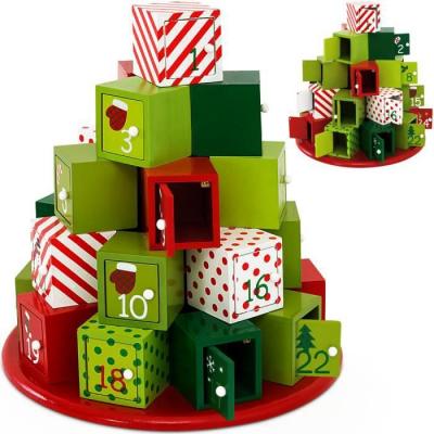 DEUBA Spielwerk Calendrier de l'Avent en bois - Vert Rouge