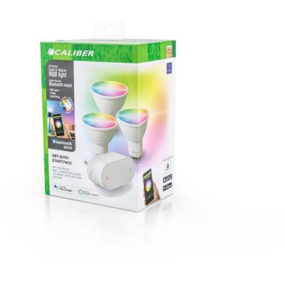 CALIBER Ensemble Ampoule intelligentes -  HBT-GU10-STARTPACK - GU10 Bluetooth Multicolore Blanc 