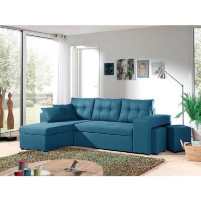 BESTMOBILIER California - canap&eacute; d'angle r&eacute;versible et convertible avec coffre de rangement - bleu canard