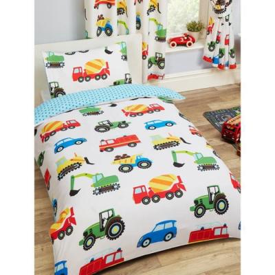 PRICE RIGHT HOME Parure de lit simple tracteur, voiture, camion - 120 cm x 150 cm