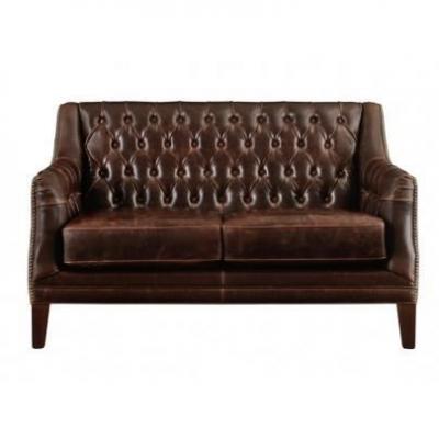 VENTE UNIQUE Canap&eacute; 2 places en cuir COLBERT - Marron - Marron Chocolat