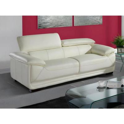 VENTE UNIQUE Canap&eacute; 3 places en cuir macelo - Ivoire - Ivoire