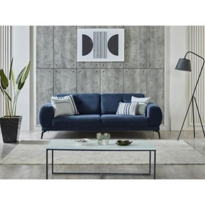 VENTE UNIQUE Canap&eacute; 3 places en tissu textur&eacute; bleu nuit LETINI de