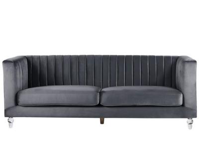 BELIANI  - Canap&eacute; 3 places en velours gris fonc&eacute; ARVIKA