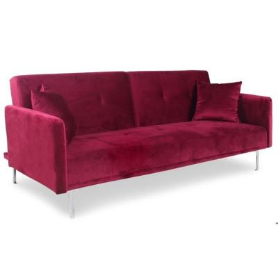 MENZZO Canap&eacute; convertible clic-clac 3 places Carla Velours Rouge