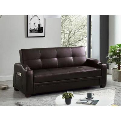 VENTE UNIQUE Canap&eacute; convertible clic clac en simili MIRELLA - Marron 