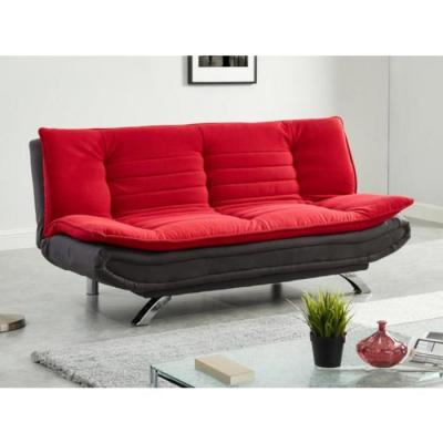 VENTE UNIQUE Canap&eacute; convertible clic-clac en tissu DEMIDO III - Bicolore rouge et anthracite