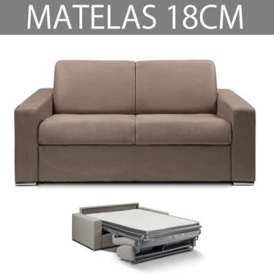 ITALIAN SPIRIT Canap&eacute; lit 2-3 places master convertible express 120 cm, microfibre taupe matelas 18 cm inclus