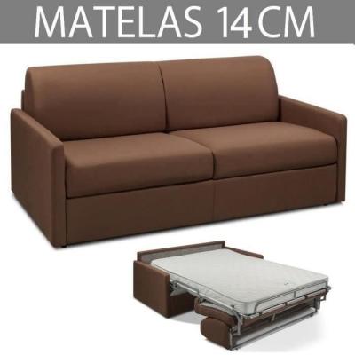 ITALIAN SPIRIT Canap&eacute; convertible PARADISO EXPRESS 160cm matelas 14cm marron chocolat