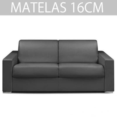ITALIAN SPIRIT Canap&eacute; express 140 cm DREAMER EDITION Cuir et PU Cayenne gris matelas 16 cm