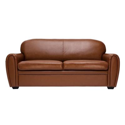 MILIBOO Canap&eacute; cuir 3 places vintage marron CLUB - Marron