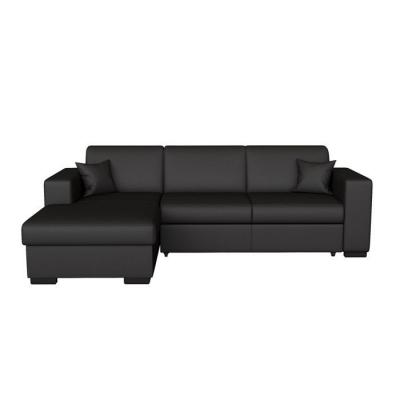 LOUNGITUDE Canap&eacute; d'angle gauche Caribi convertible Noir