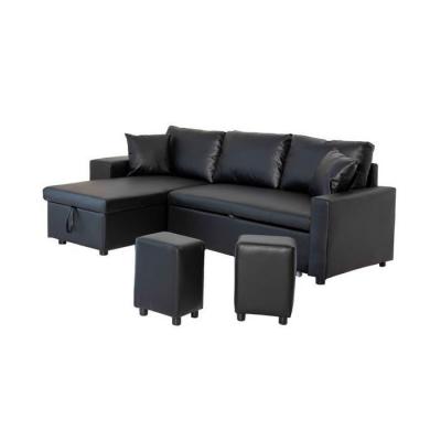 HAPPY GARDEN  - Canap&eacute; d'angle convertible tony 3 places noir - Noir