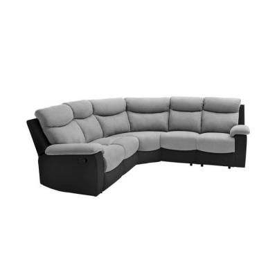LOUNGITUDE Canap&eacute; d'Angle de Relaxation OSCAR 5 places bi-mati&egrave;re - Gris et Noir