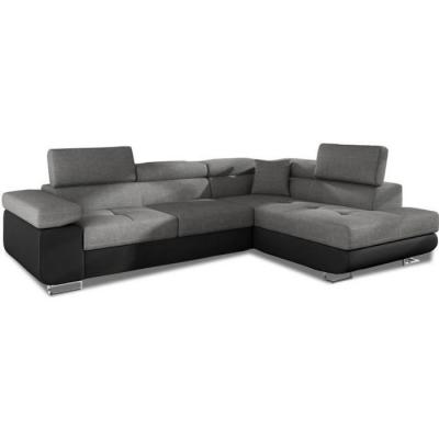 INTENSEDECO  Canap&eacute; d'angle Droit Convertible Marius Gris et Noir