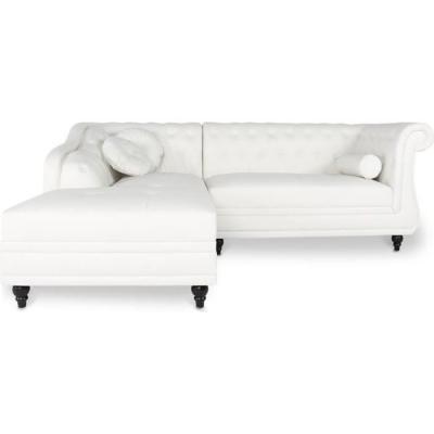 INTENSE DECO Canap&eacute; d'angle gauche empire blanc style chesterfield