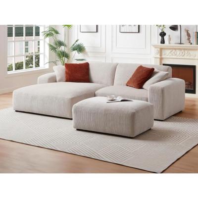 VENTE UNIQUE Vente-unique - Canap&eacute; d'angle Gauche en Velours c&ocirc;tel&eacute; Beige TIRONO