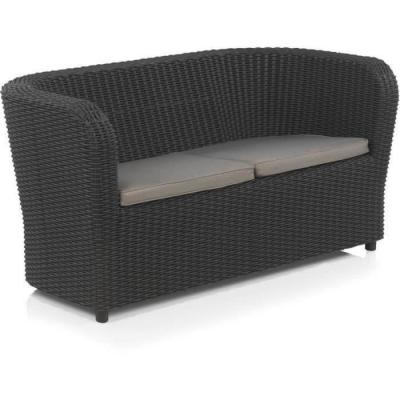 NOVA Canap&eacute; de jardin en r&eacute;sine tress&eacute;e recycl&eacute;e 2 places graphite