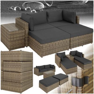 TECTAKE  canap&eacute; de jardin san domino modulable - marron naturel 403168