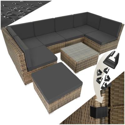 TECTAKE  canap&eacute; de jardin venise 7 places - marron naturel 403701